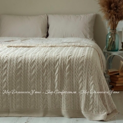 Вязаный плед-покрывало LaModno Genova Vanilla Cream 220х240