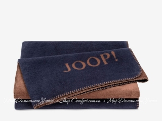 Хлопковый плед JOOP! Uni-Doubleface Marine-Caramel 150х200