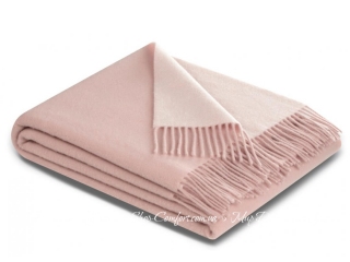 Однотонный шерстяной плед Biederlack Bocasa Doubleface rose-ecru 130х170