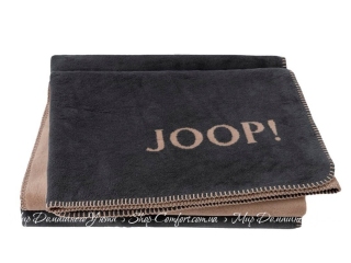 Хлопковый плед JOOP! Uni-Doubleface Anthracite-Caramel 150х200 (165B05)