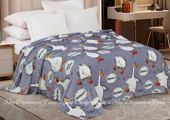 Мягкий детский флисовый плед Love You Гуси серые 150х200