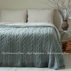 Вязаный плед-покрывало LaModno Genova Green-Gray 170х240